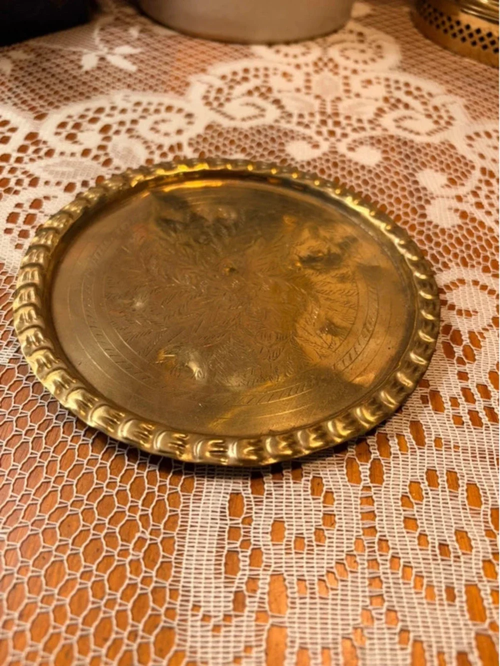 Vintage Miniature Brass Arabic Dallah Coffee Set Tray 6 Goblets